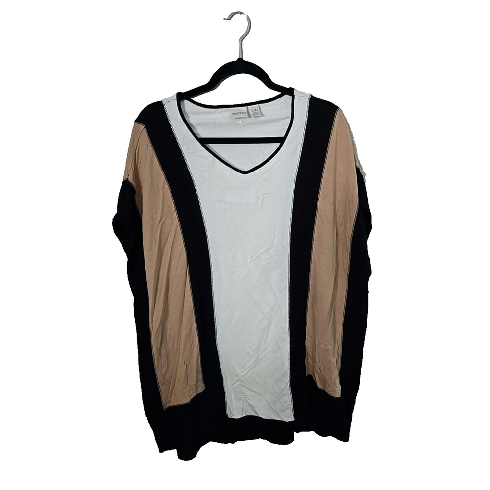 Zenergy‎ by Chico's White Sadie V-Neck Colorblock Poncho Tunic Top Womans Sz S/M - Picture 2 of 6
